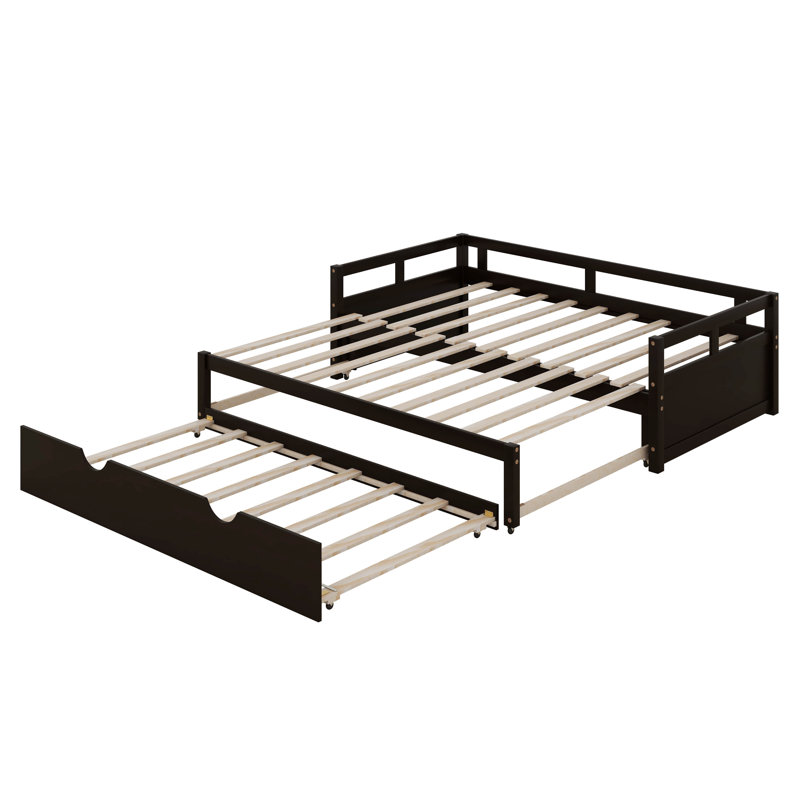 Twin Daybed With Trundle, Extendable Design, Espresso