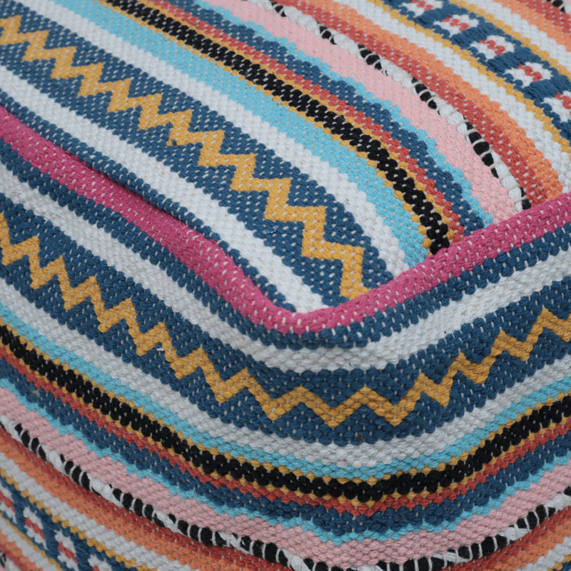 Pouf à rayures carrées 16 po Ali, Coton à 100 % multicolore / jaune