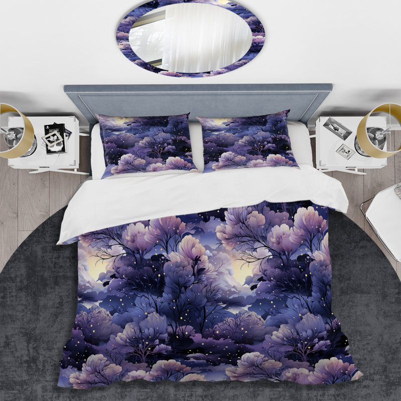 Ensemble de housse de couette Ethereal Moonbeam Moody, Housse de couette pour grand lit et 2 taies décor