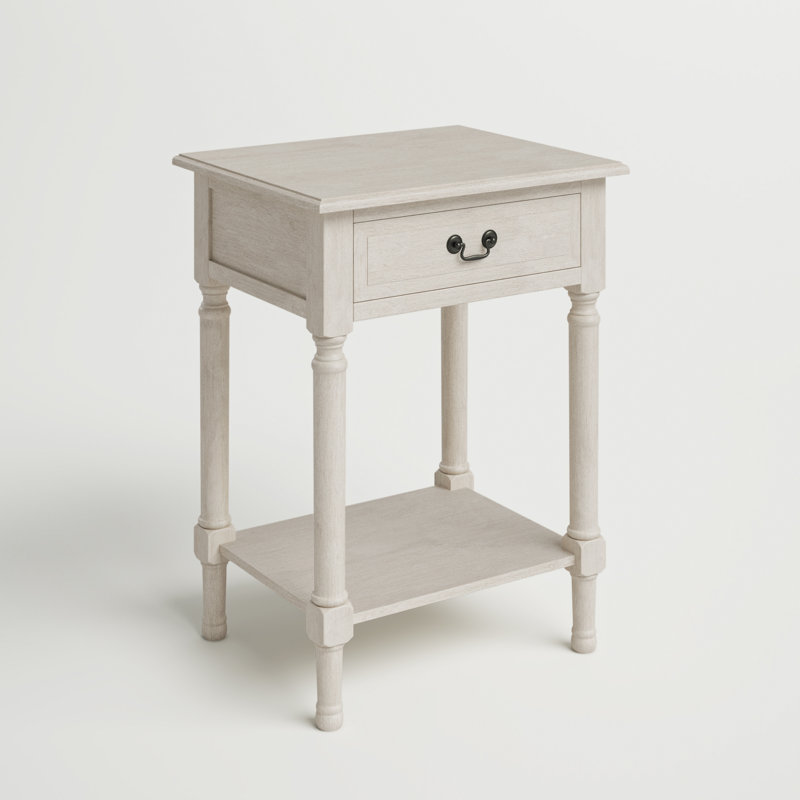 Peters End Table with Storage, Greige