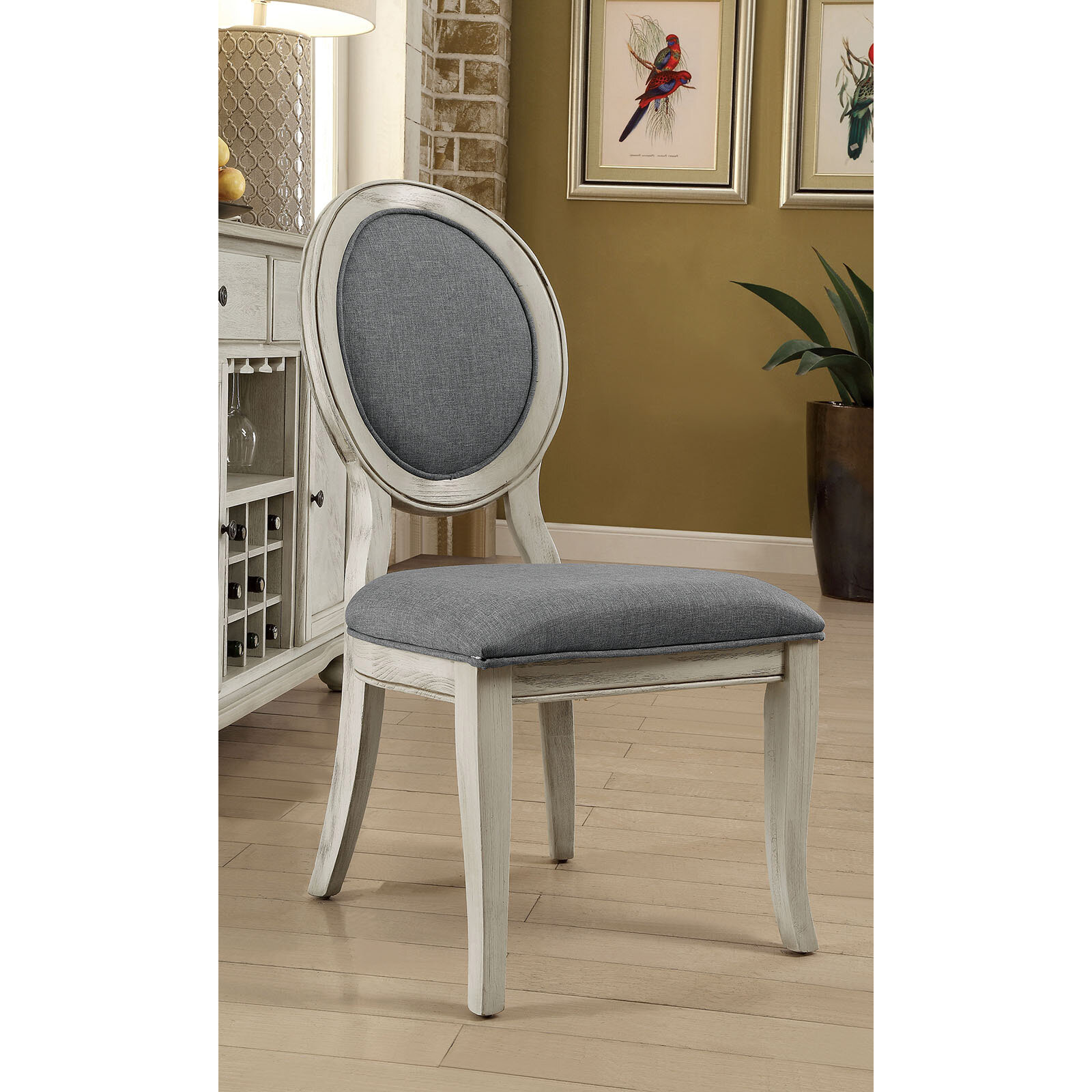 Mans Linen King Louis Back Side Chair Dining Chair (Set of 2) Ophelia & Co.