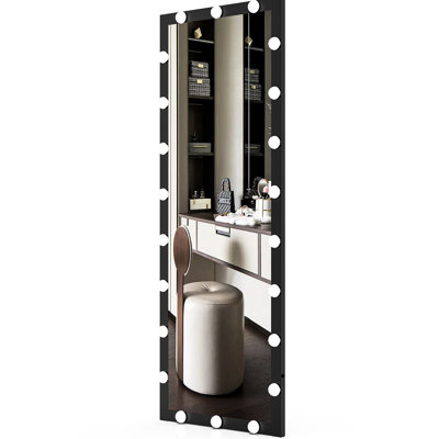 3 Color Modes Full Length Mirror With Lights: 63X24inch Black Standing Floor For Bedroom & Dressing Room, Wall Mount, Touch Control, Aluminium Vanity Lighted Body Bedroom: 3-Colour Modes, 63X24in