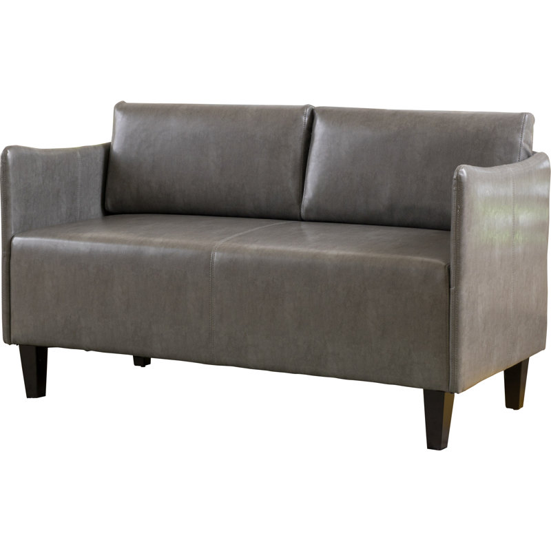 Levron 51.77'' Faux Leather Loveseat, Gray  Faux Leather