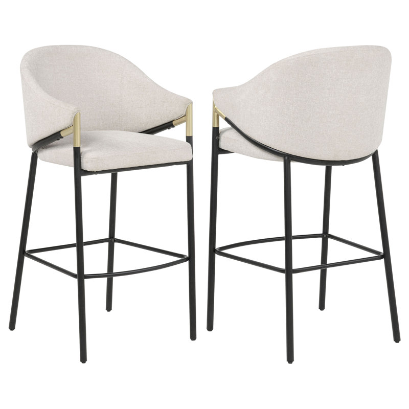 Chaise rembourrée en tissu Farlow beige, Tabouret de comptoir (siège d'une hauteur de 27 p