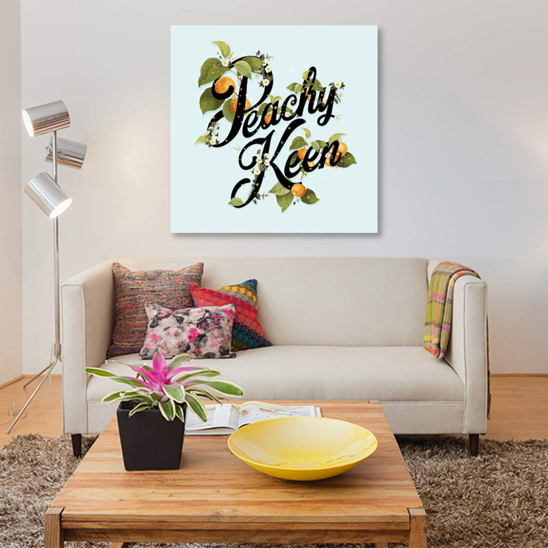 « pêche-menthe menthe », art textuel sur toile, H 12 po x l 12 po x P 0,75 po, Pas de tapis, Toile tendue