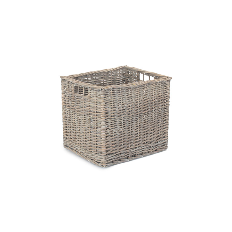 Wicker Storage Basket Tidy, Grey Wash, 31cm H x 36cm W x 31cm D