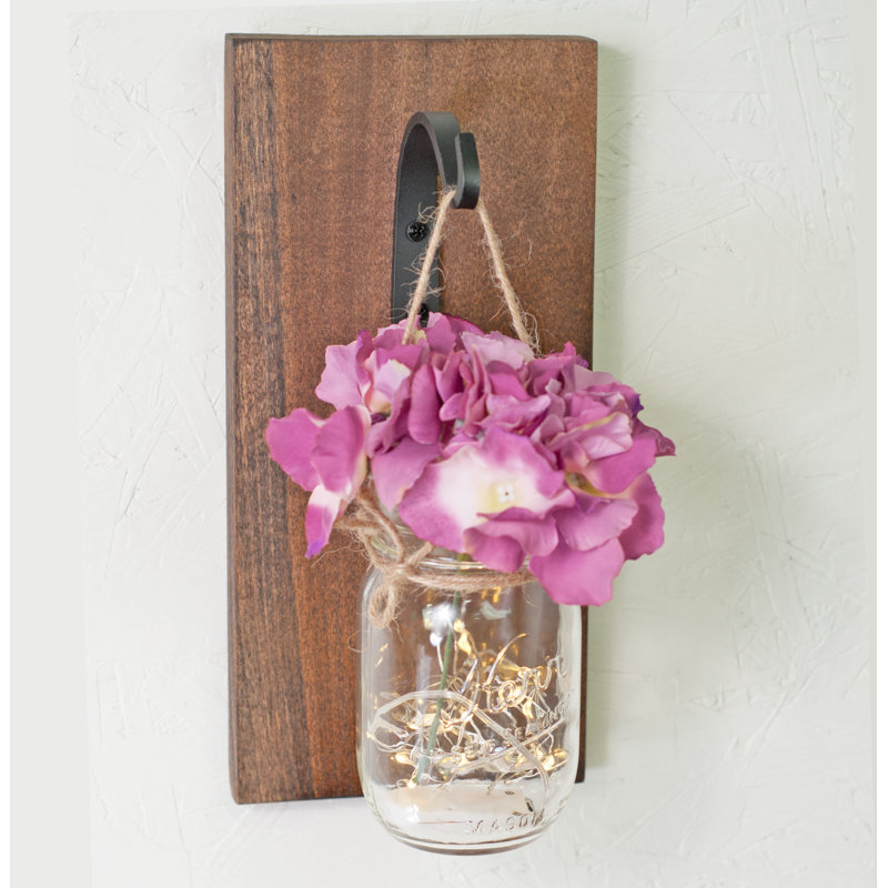 Handmade Farmhouse Plants & Flowers Wall Decor on Solid Wood, Purple