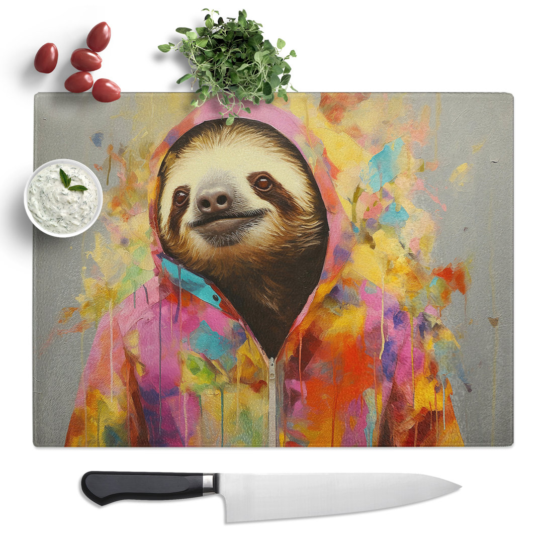 Sloth Contemporary  Glass Chopping Board