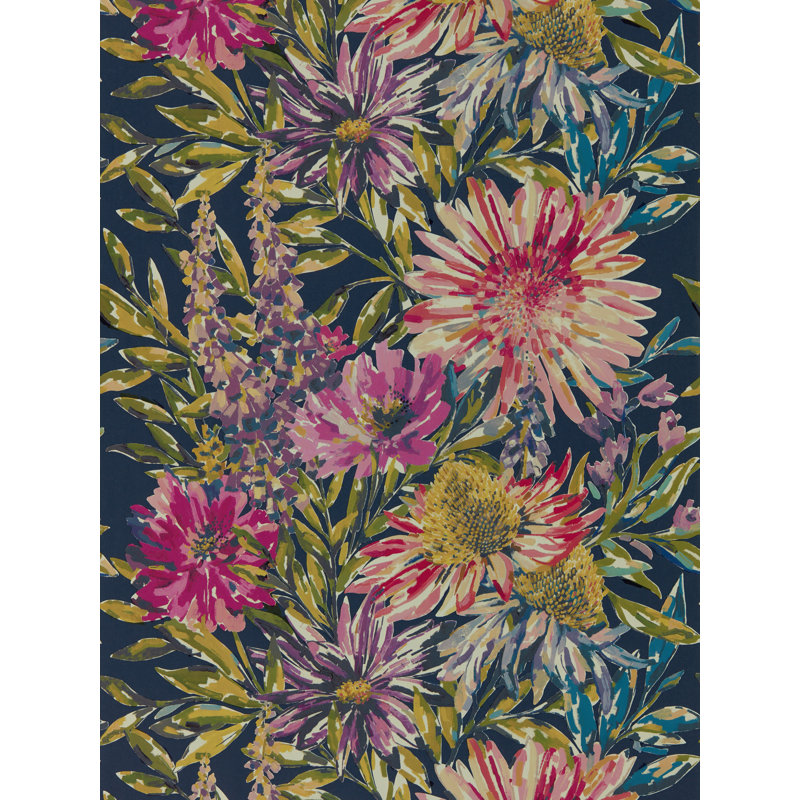 Floreale Wallpaper, Heather/Navy