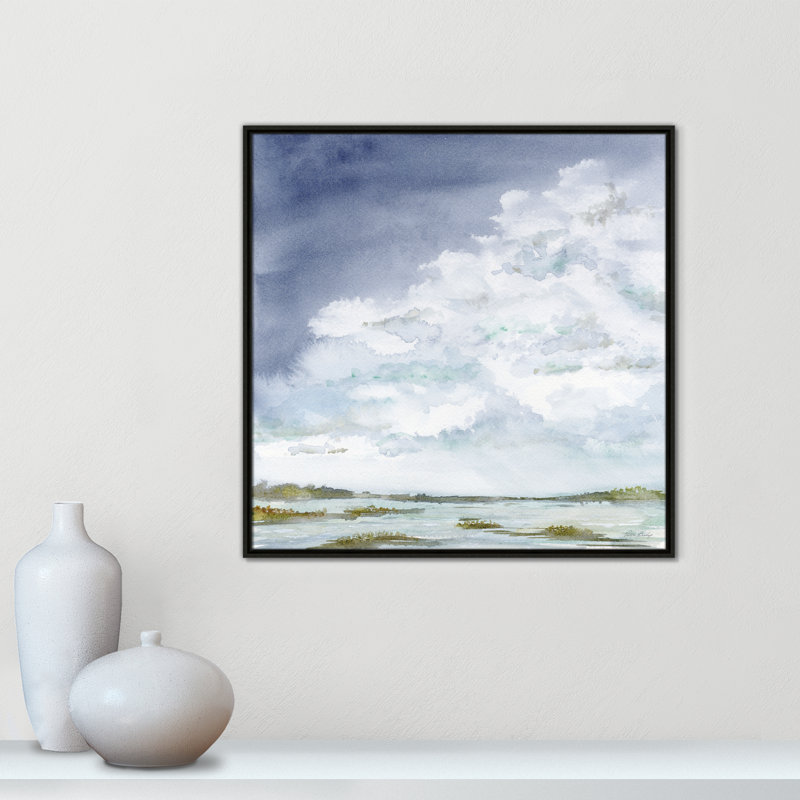 Nuage à gauche - reproduction carrée par Patti Bishop, Espresso, H 31,5 po x l 31,5 po