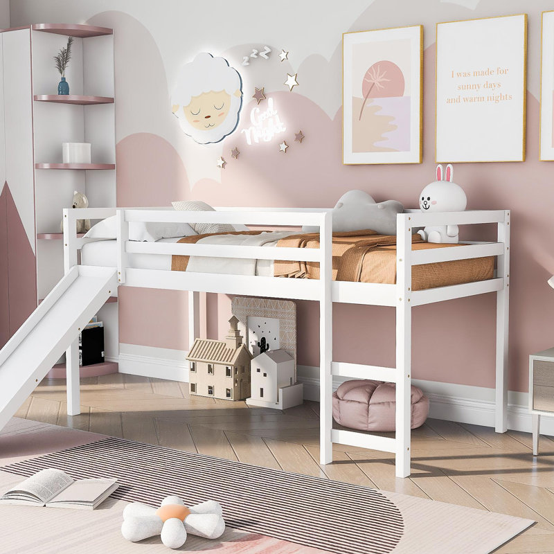 Loft Bed With Slide, Multifunctional Design, Twin (White)(OLD SKU: WF292715AAK)
