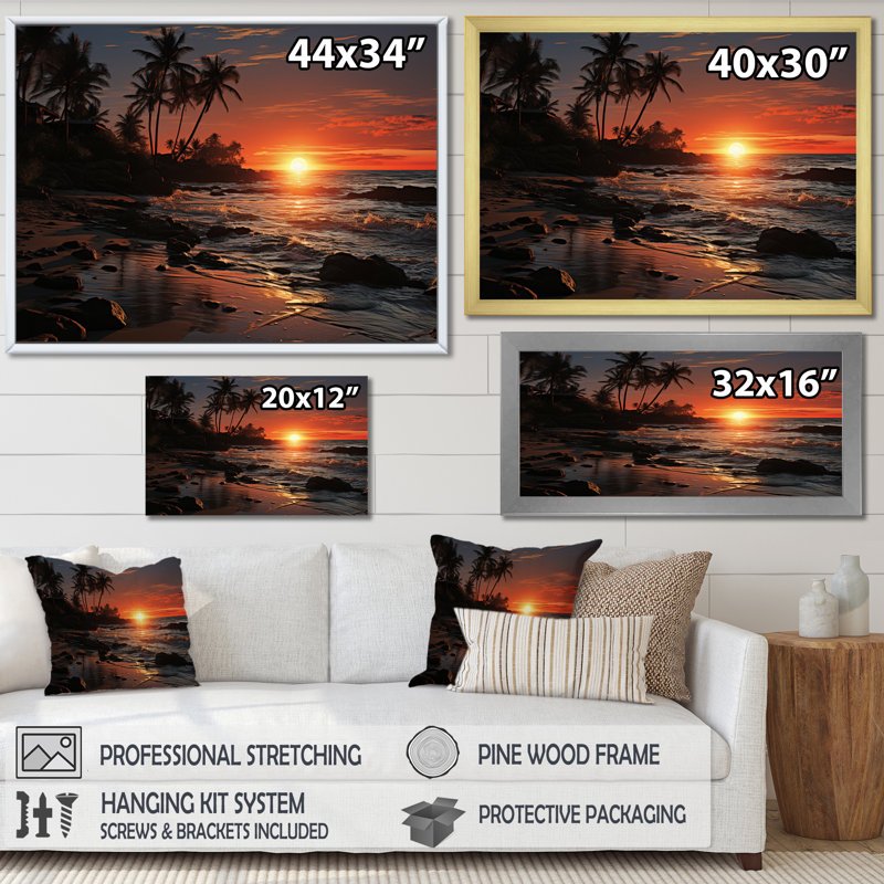 Beach Tropical Vibes XXXI - Imprimé, H 24 po x l 32 po x P 1 po, Cadre flottant blanc