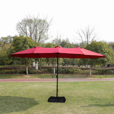 Grand parasol rectangulaire double pour marché extérieur avec lumière et base (sans base)
