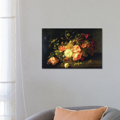Flowers and Insects, 1711 1 Piece Wrapped Canvas Painting