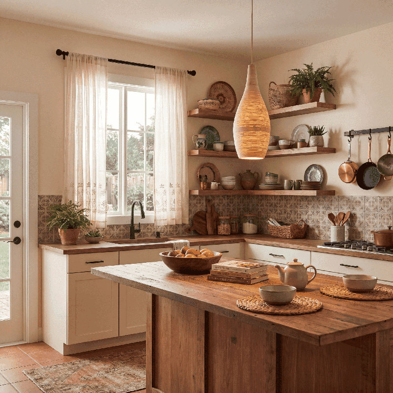 Jean 1-Light Pendant in Natural Bamboo