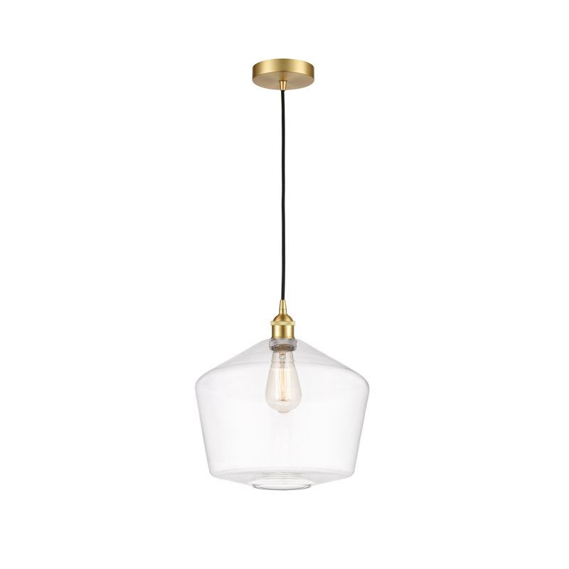 Luminaire suspendu 1 lumière Gabbie, Transparent, Or satiné