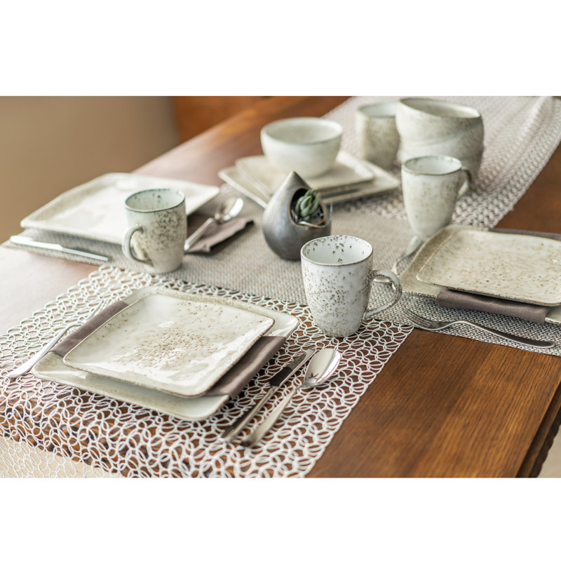 Rustico Cream Ceramic 18oz Round Mugs Set of 4