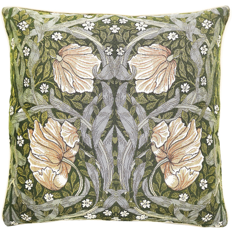  Polyester Blend Throw Square Pillow Cover, Green/Cream