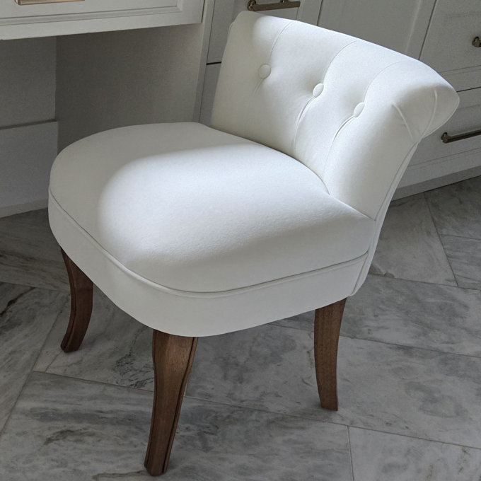 Tufted Vanity Chair - Ivory Velvet