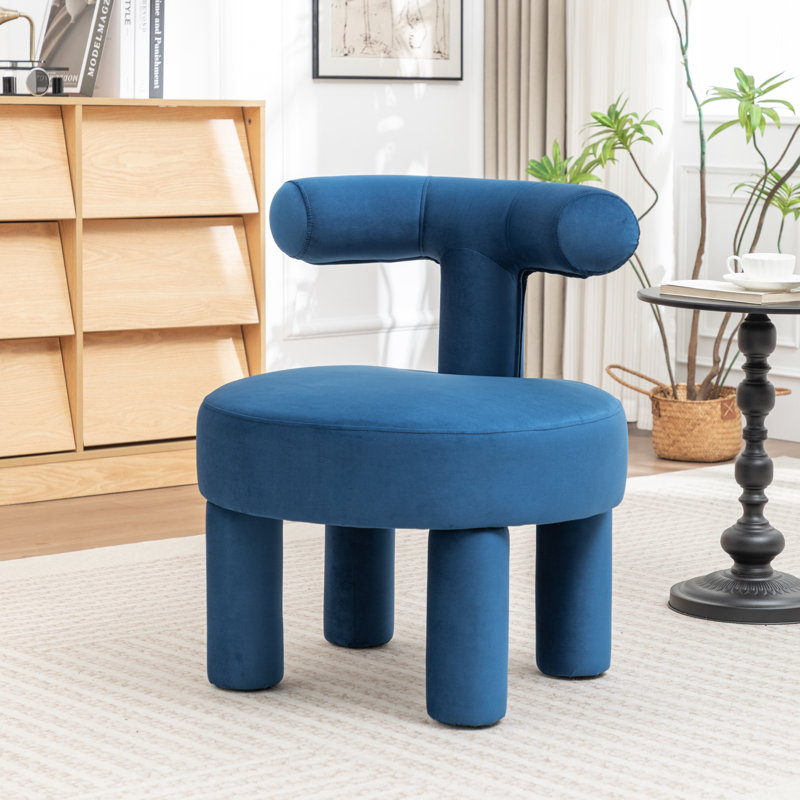 Fauteuil demi-tonneau en velours Bula, Navy