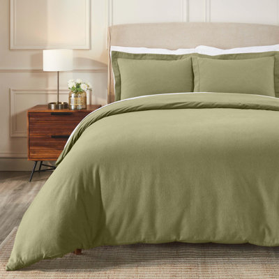 Ensemble de housse de couette classique supérieure en flanelle de coton supérieure avec taies décoratives Superior
