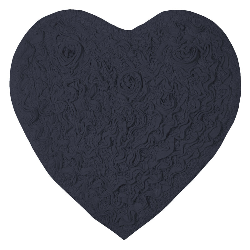 Schoenberger Heart Shape Bath Rug 25"x25", Navy Blue