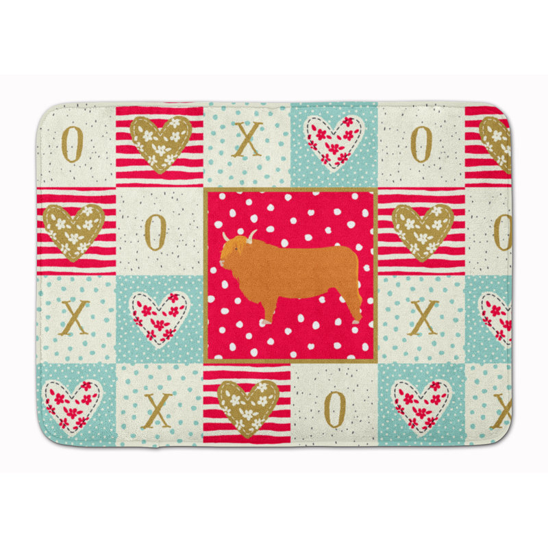 Love Memory Foam Kitchen Mat, Oda Highland Cow