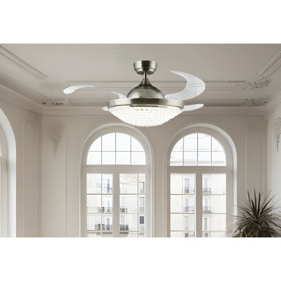 Estrid Antique 42 - Inch Ceiling Fan Retractable Blade Industrial with Remote