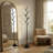 72" Contemporary Black Metal Coat Rack with 8 Hooks