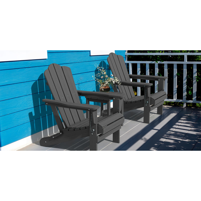 Chaise Adirondack pliante en plastique / résine Wolak, Gris