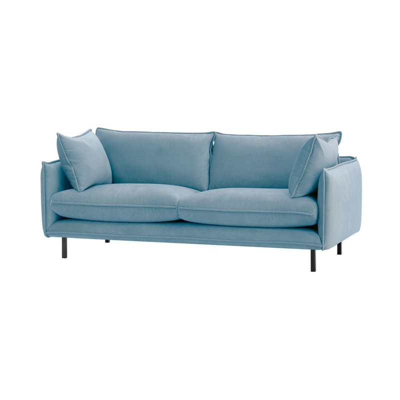 Neshay 3 Seater Velvet Sofa, Light Blue