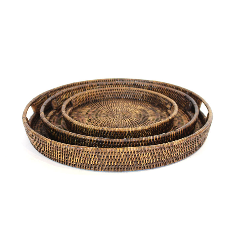 Rattan Tray, Antique Brown