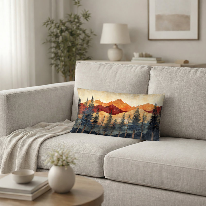 Geron Autumn Mountains In The Canopy II Decorative Accent Pillow - Mountains Printed Throw Pillow, 12"H x 20"W