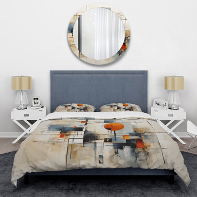 Colorful Mid Century Abstract Elegance I - Abstract Duvet Cover Set - Microfiber Polyester