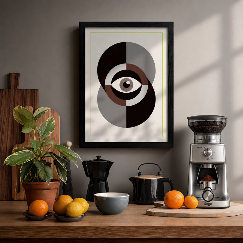 Geometric Eye Minimalist - Framed Print, A3 - 42.0 x 29.7 cm, Black