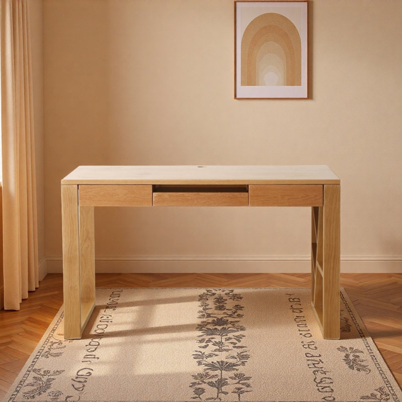 Bureau d'ordinateur en chêne Simple Log Style, H 29,52 po x l 62,99 po x P 27,55 po