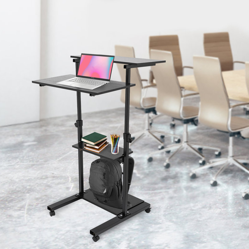 27” 4 Tiers Mobile Standing Desk Stand Up Work Station Stand Up Desk Cart