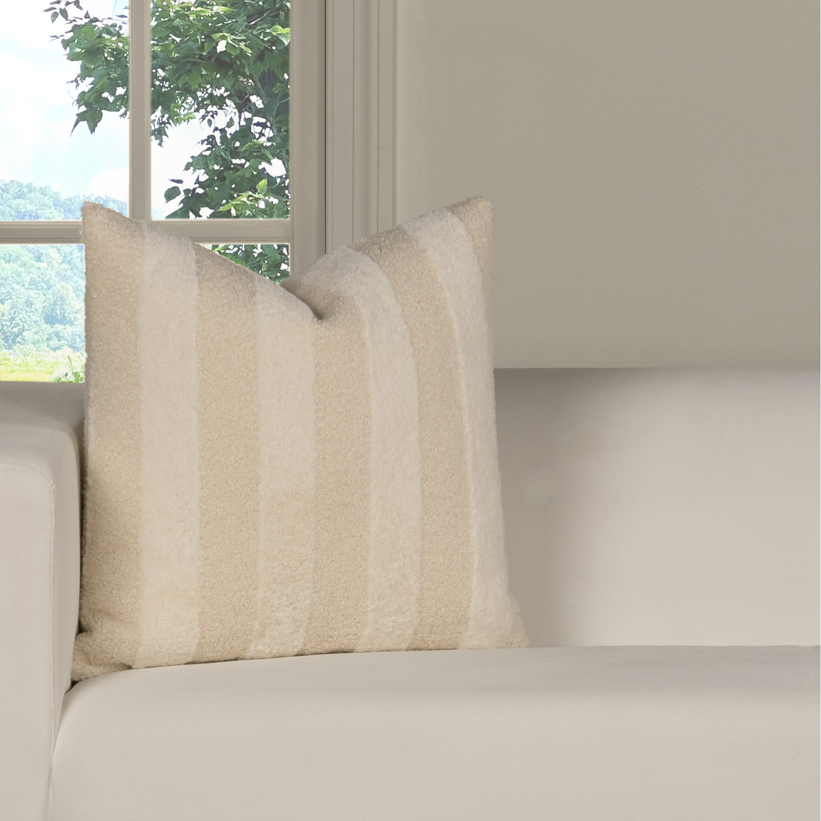 Prudence Throw Pillow, Square 26", Polyester, Brown Striped