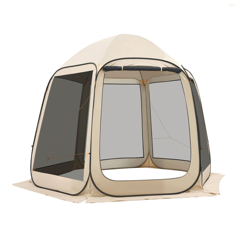Tente moustiquaire 10 x 9,2 pi, tente moustiquaire pour 4 à 8 personnes, toile moustiquaire portative avec sac de transport, côtés de filet, piquets de sol, pour jardin, patio, cour, activités de plein air, beige