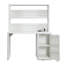 Bureau en métal blanc avec plateau en fer, compartiment ouvert, porte dans la base de rangement