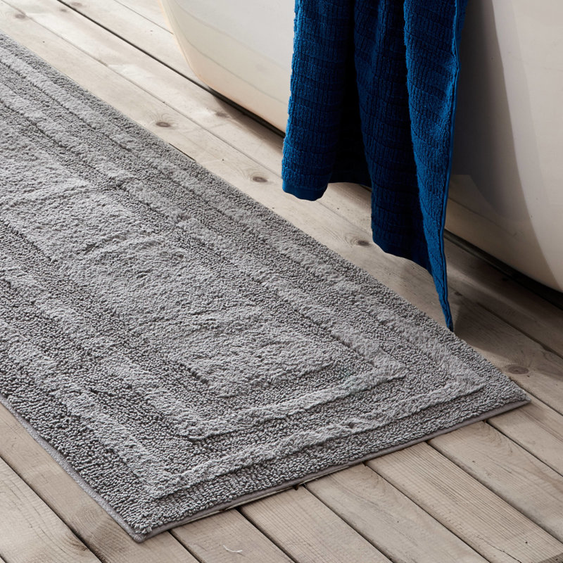 Eddie Bauer Logan Cotton Bath Rug Runner, Chrome Gray, 60" L x 22" W