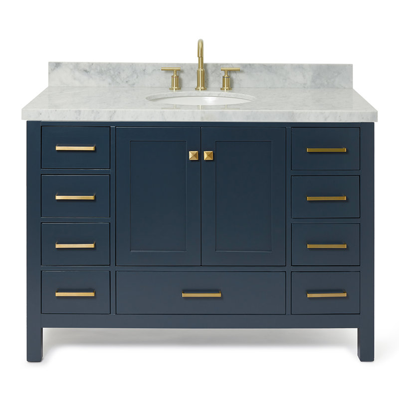 Ensemble de meuble-lavabo simple 49 po Cambridge, Oval, Bleu minuit