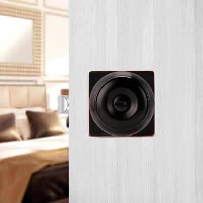 Privacy Door Knobs with Square Rosette, for Bed and Bath Keyless