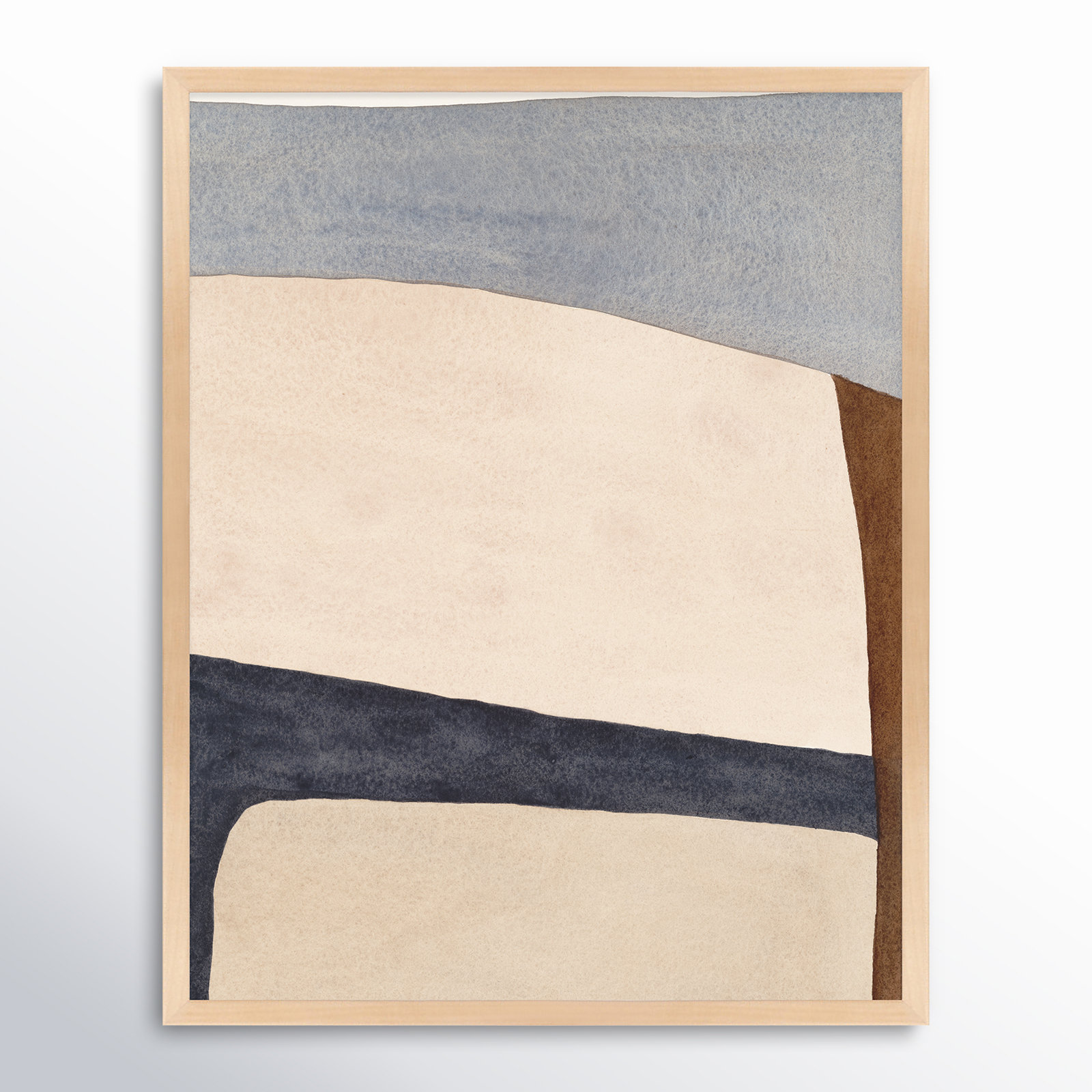Divided By Blue 1 by Julia Balfour, White Framed, 30" H x 24" W x 1.25" D, Brown