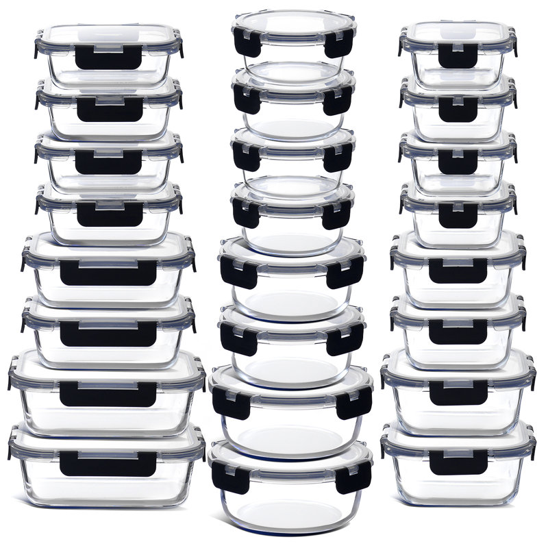 48 piece Glass Storage Containers with Lids, Food Storage Containers with Airtight Lids 24 containers and 24 lids (24 Pack)