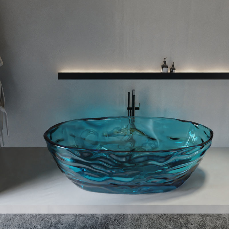 Baignoire de trempage autoportante 65,7 po, Bleu