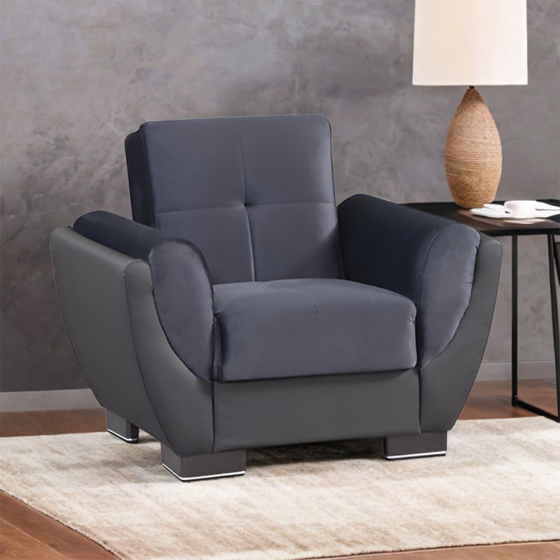 Fauteuil Lowa, Velours gris foncé