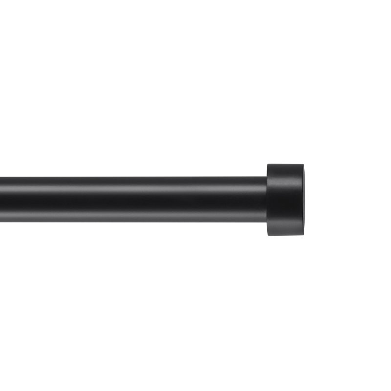Tringle à rideaux simple en métal robuste ajustable de 1 pouce, embouts en acier, noir mat, 16 à 47 po