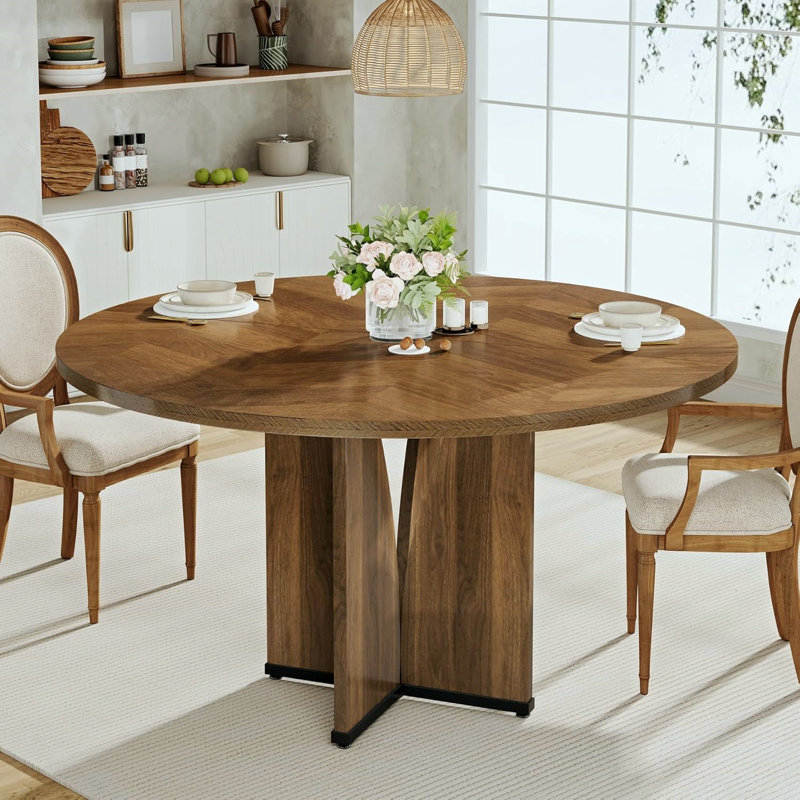 Round Unfinished Dining Table, Walnut