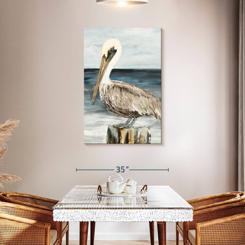 Brampt Muted Perched Pelican, 45" H x 30" W